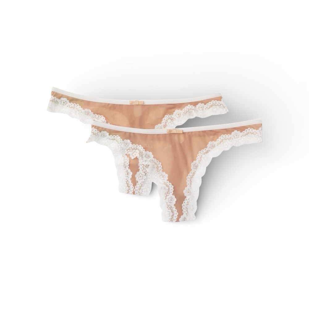 new Honeydew Intimates ❤︎︎ Emily Sheer Micro Lace Trim Thong Panty ❤︎︎ Suntan M